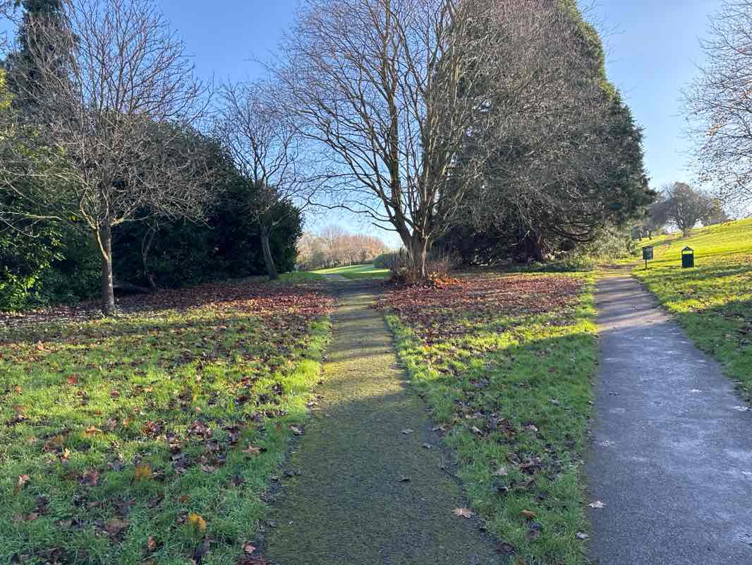 walking near me in Harlow Town Park in winter