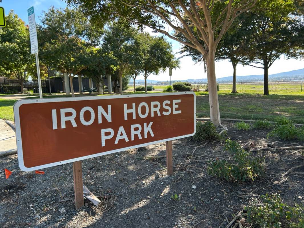 walking near me in Iron Horse Park in autumn