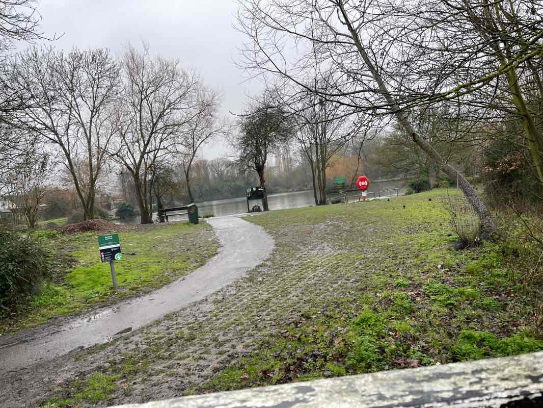 walking near me in River Roach Park in winter