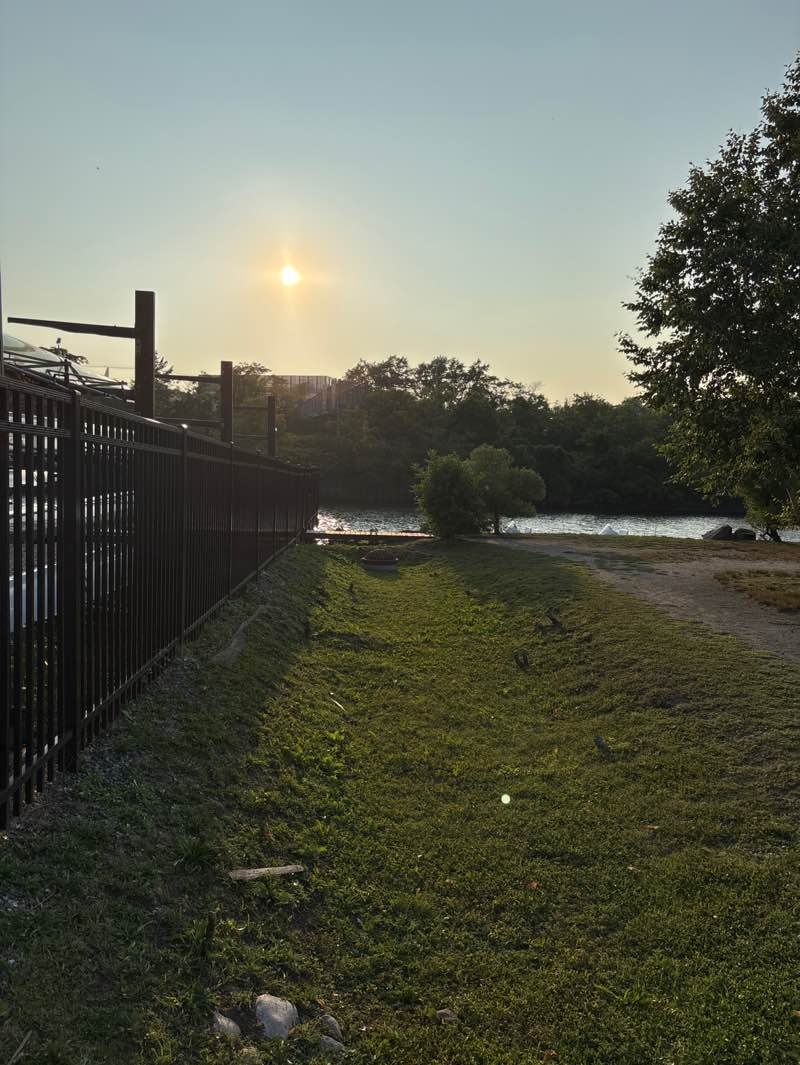 walking near me in Rutherford Waterfront Park in autumn