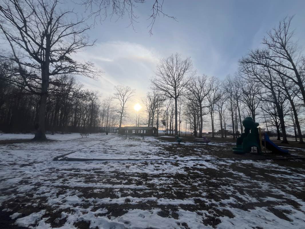 walking near me in Hiestand Park in winter