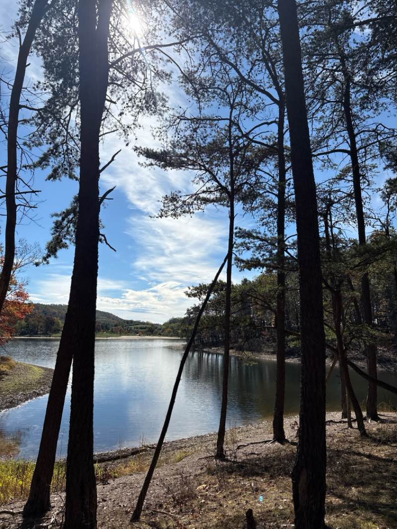 walking near me in Rocky Gap State Park in autumn
