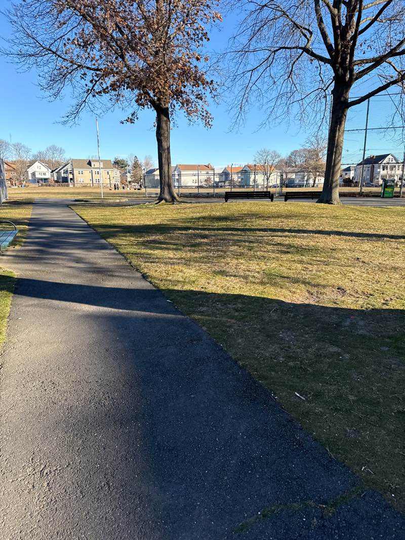 walking near me in Morrison Playground in winter