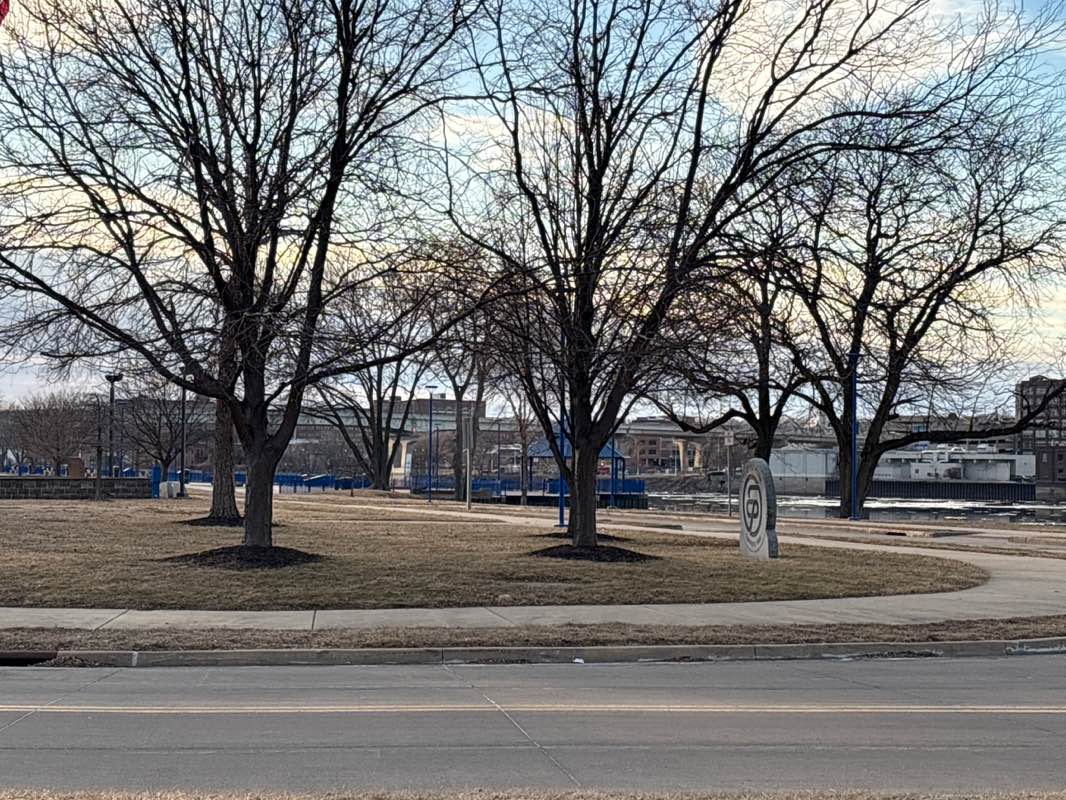 walking near me in East Peoria Riverfront in winter