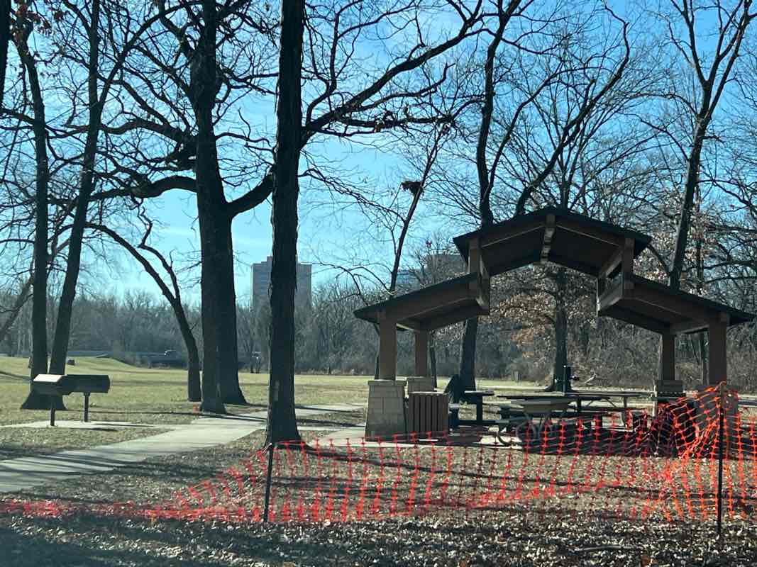 walking near me in Corporate Woods Founders' Park in winter