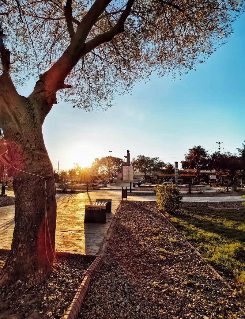 walking near me in Abdul Mohsen al-Kazimi Square in winter