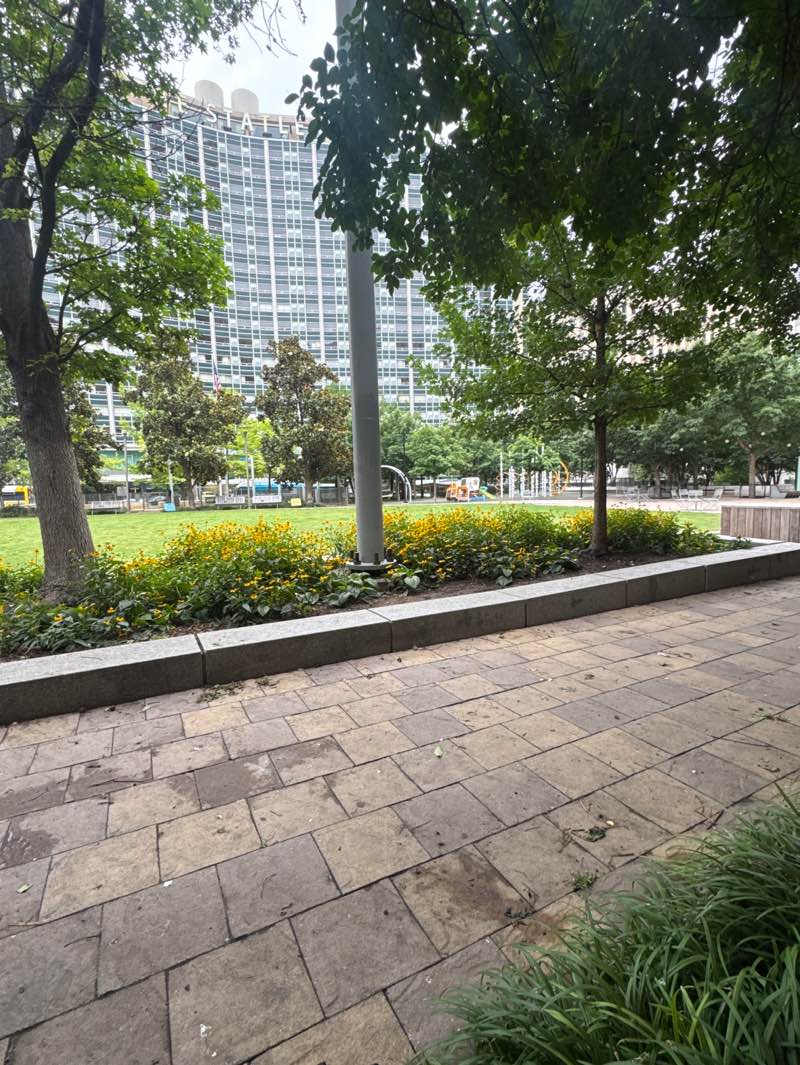 walking near me in Main Street Garden in summer