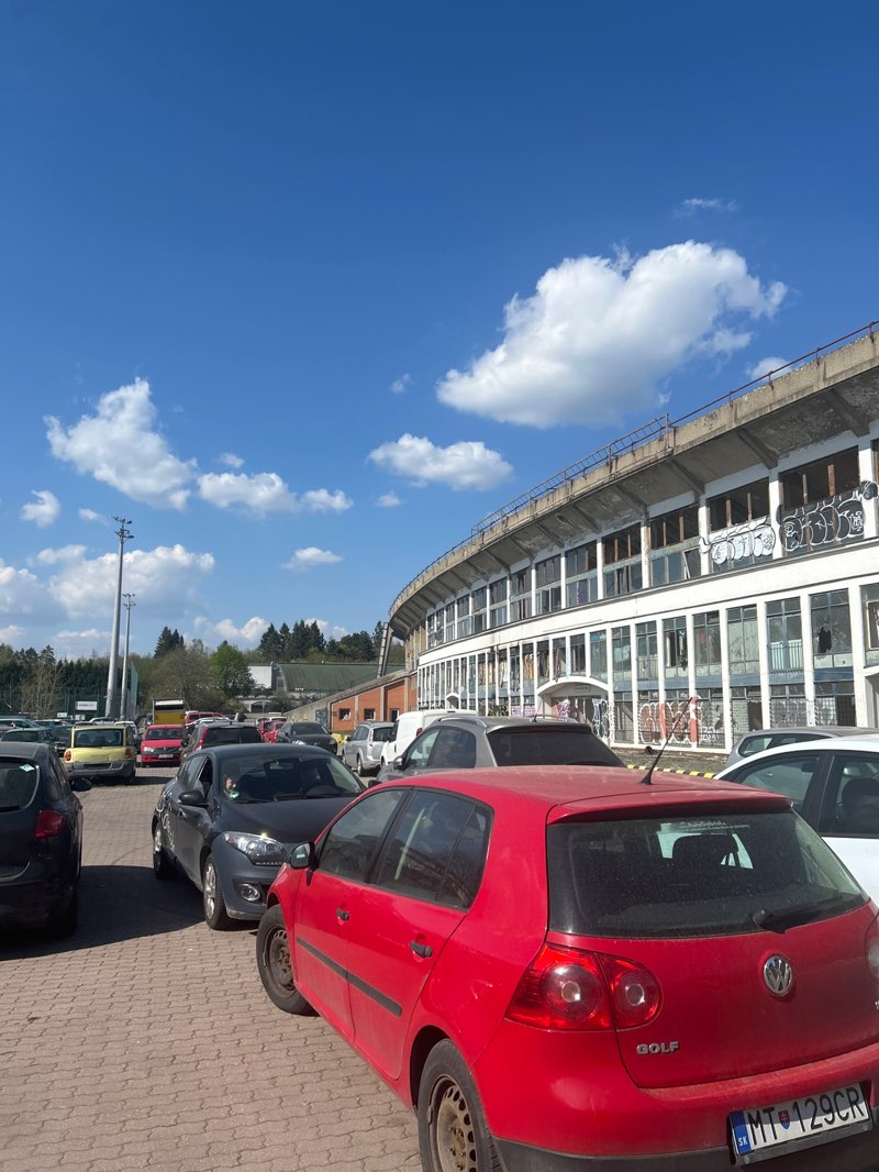 walking near me in former stadium Za Luzankami in spring