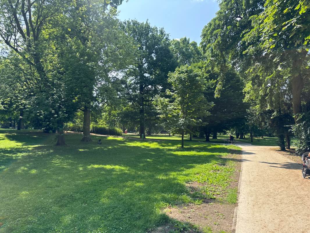 walking near me in Günthersburgpark in summer