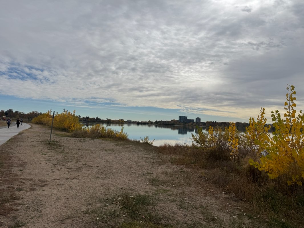 walking near me in Sloan's Lake Park in autumn