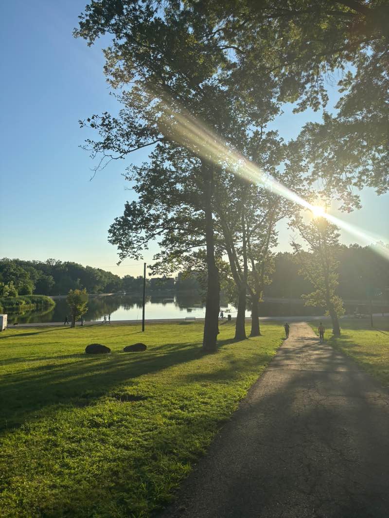 walking near me in North Hudson Park in autumn