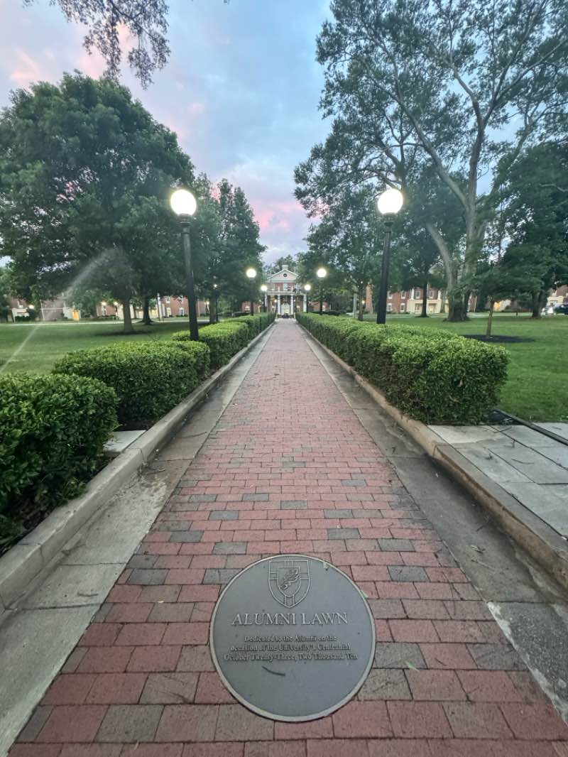 walking near me in Alumni Lawn- Anderson University in summer