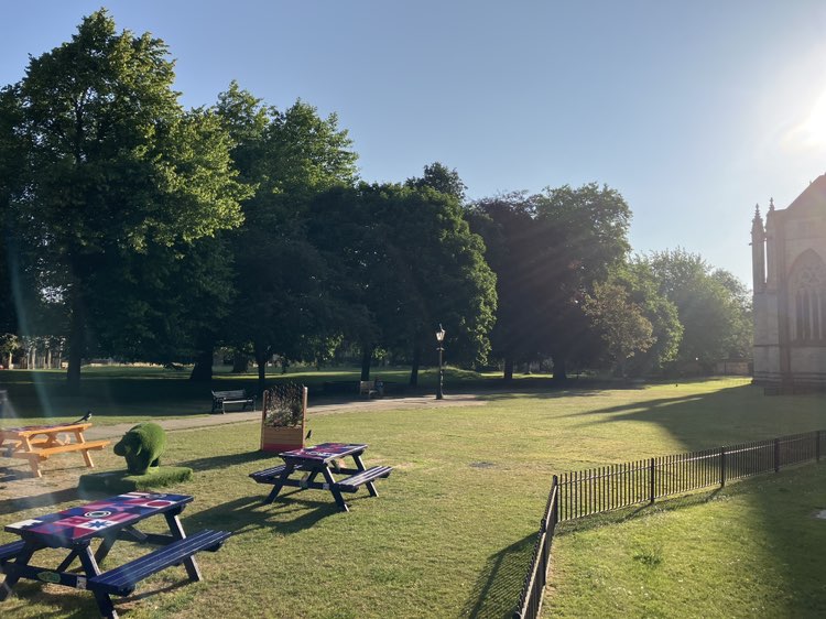 walking near me in Dean's Park in summer