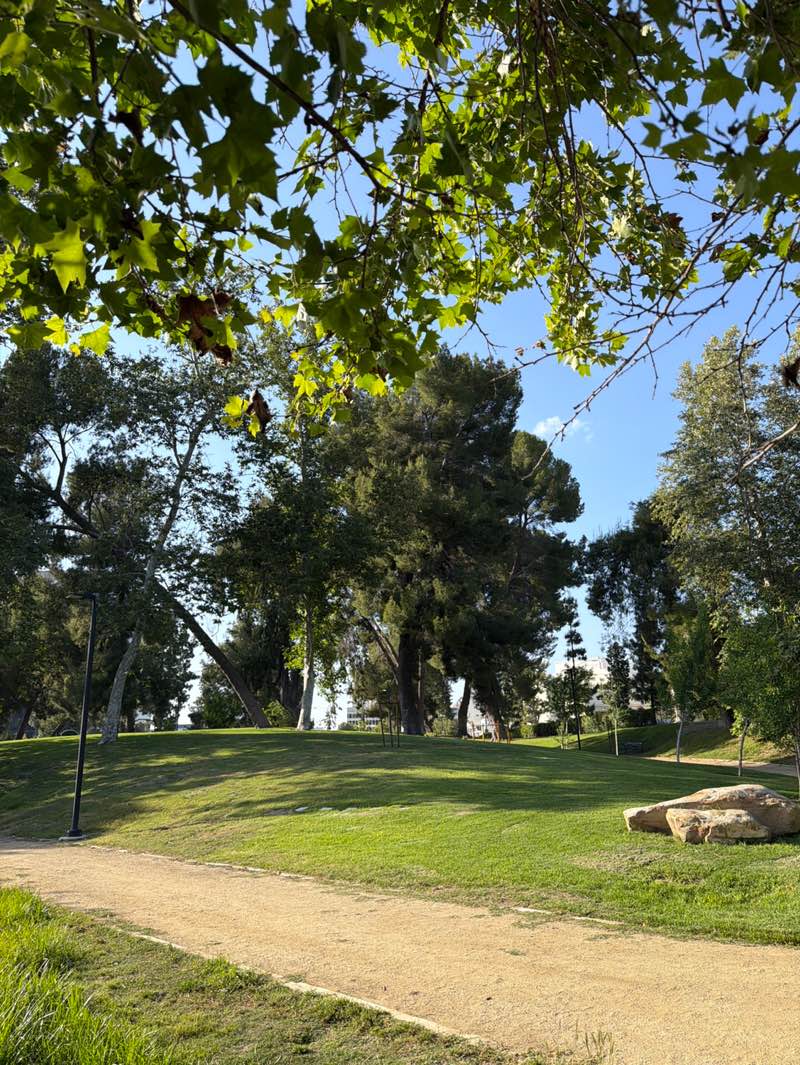 walking near me in Johnny Carson Park in spring