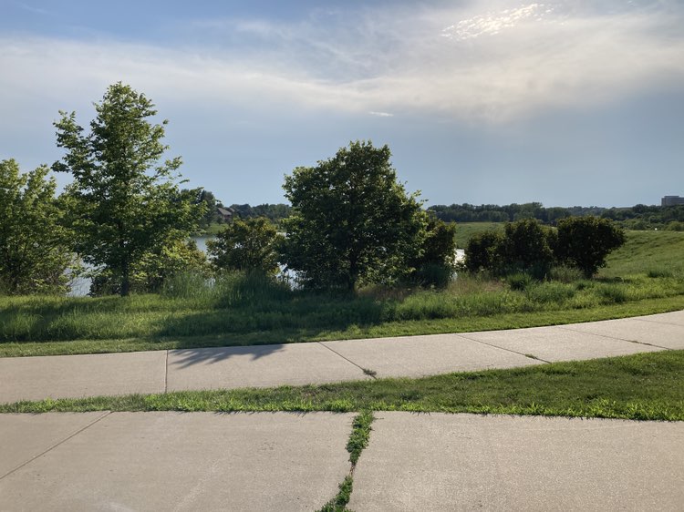 walking near me in Shadow Lake Park in summer