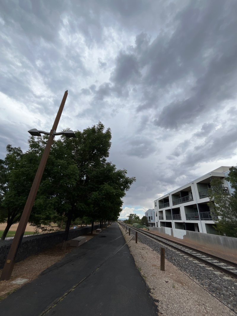 walking near me in Santa Fe Railyard Park in summer