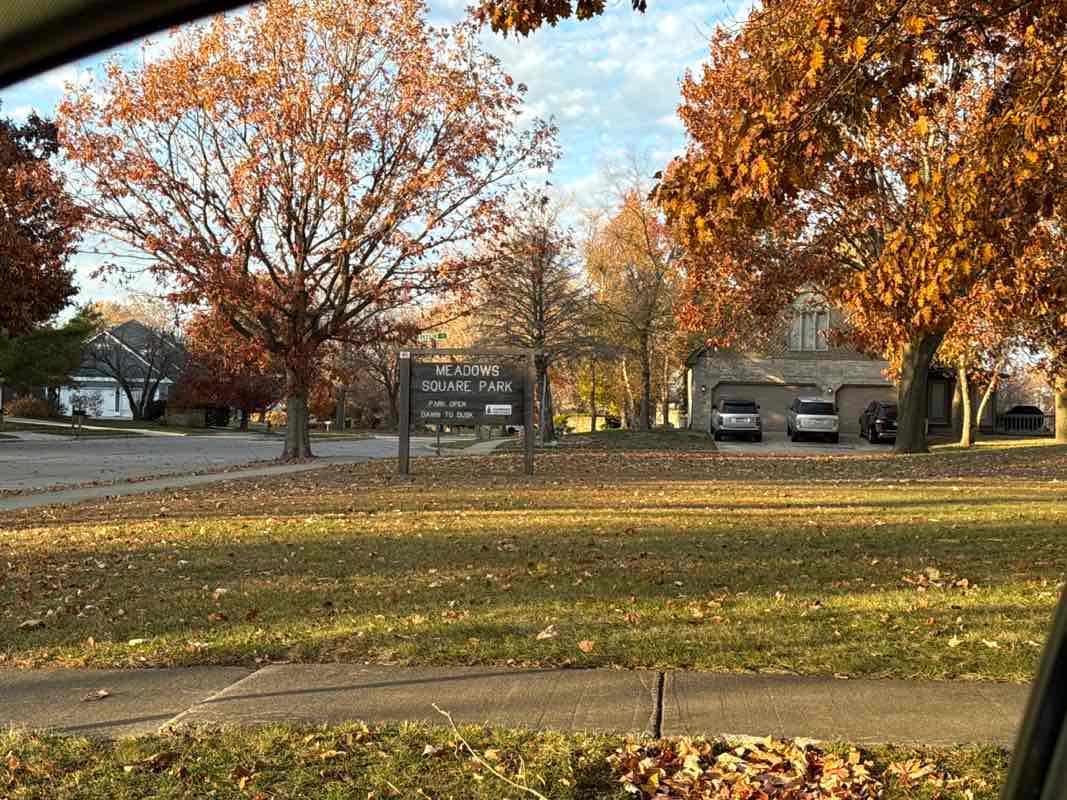 walking near me in Meadows Square Park in autumn
