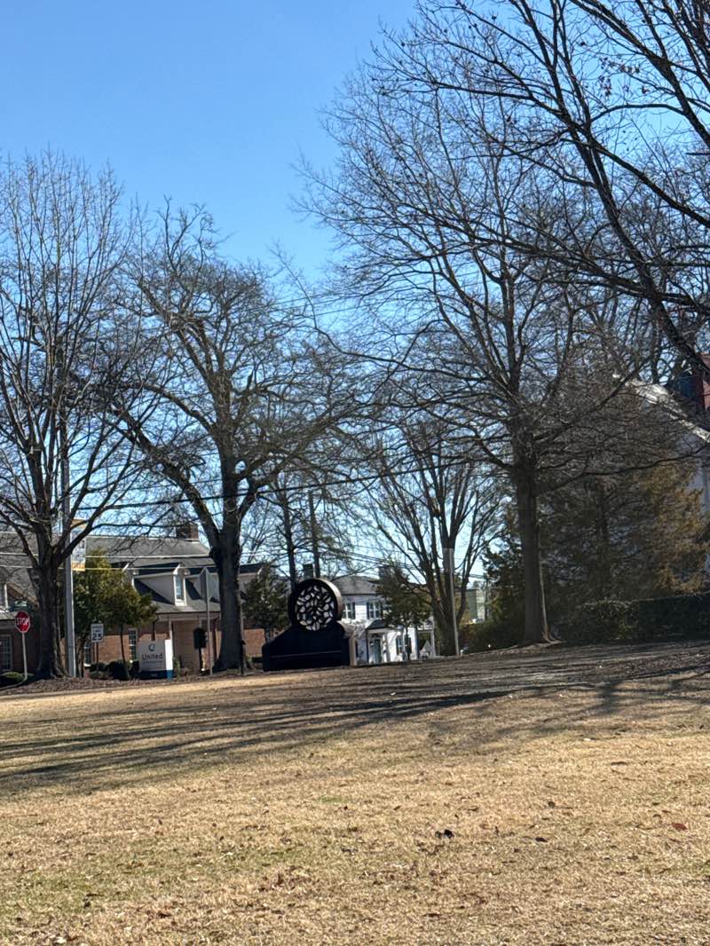 walking near me in Clayton Town Square in winter