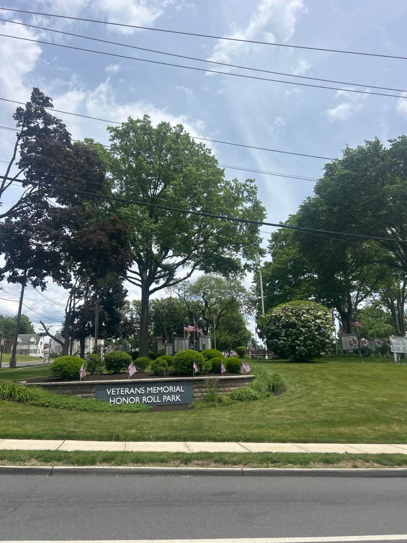 walking near me in Veterans Honor roll & Memorial Park in summer