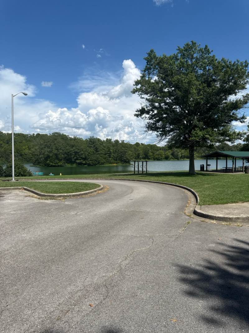 walking near me in Lake Reba Park in autumn