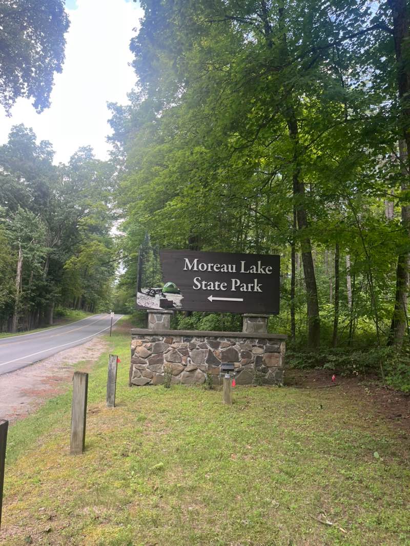 walking near me in Moreau Lake State Park in autumn
