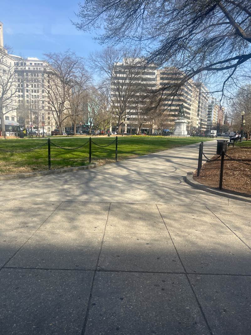 walking near me in McPherson Square in spring