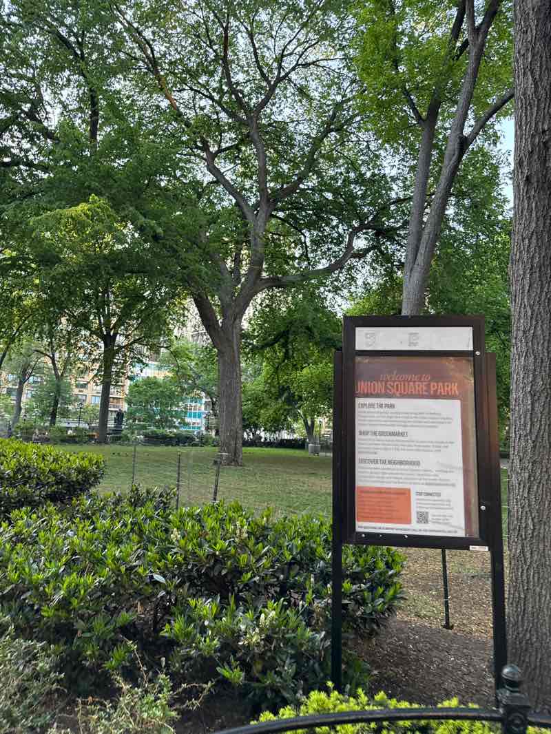 walking near me in Union Square Park in spring