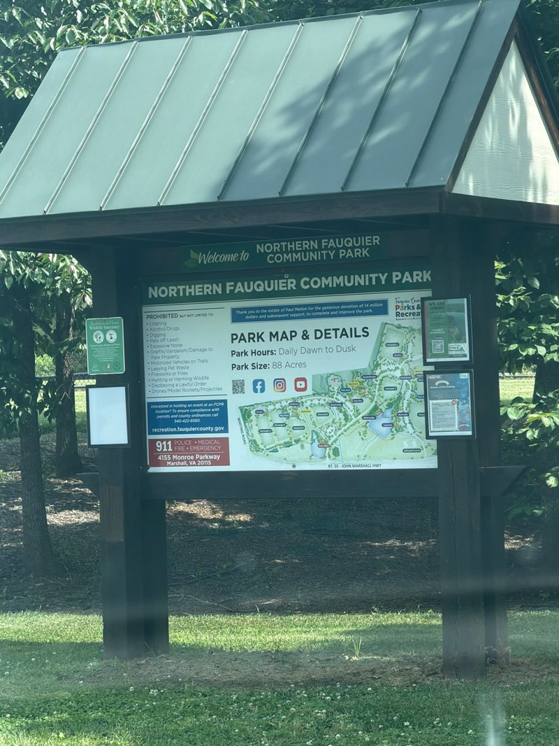 walking near me in Northern Fauquier Community Park in summer