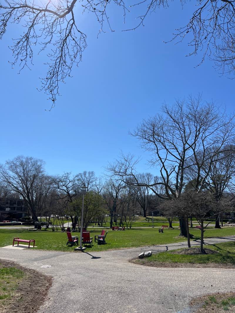 walking near me in Tabler Quad in spring