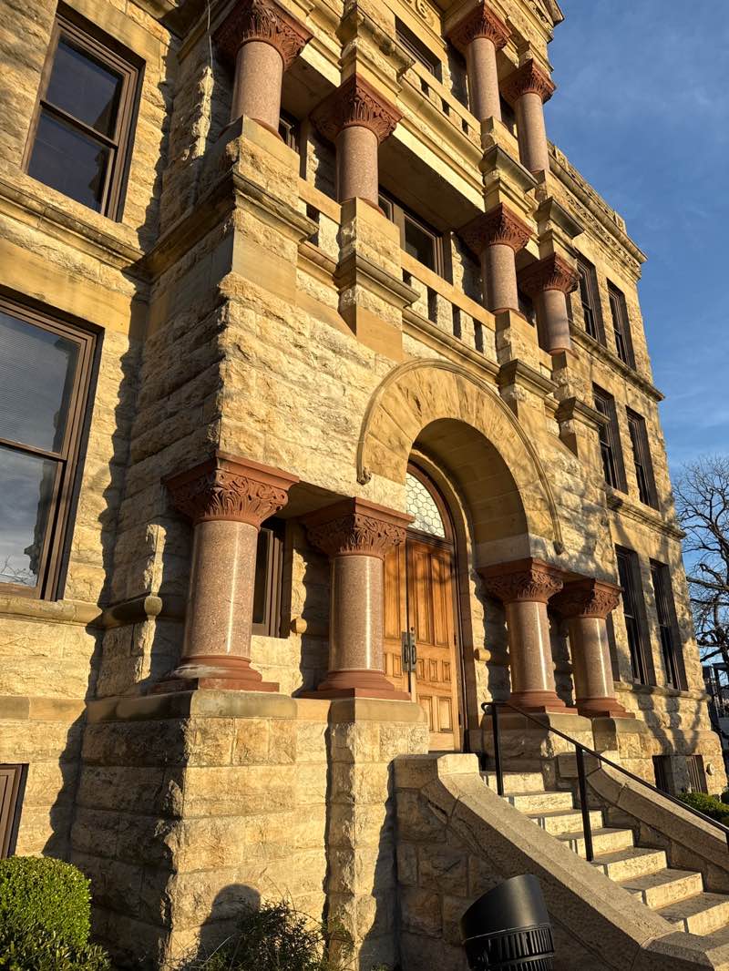 walking near me in Historical Denton Square in spring