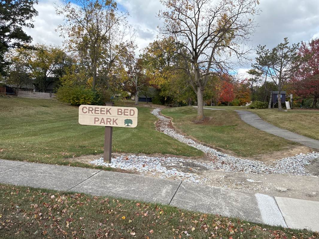 walking near me in Creek Bed Park in autumn