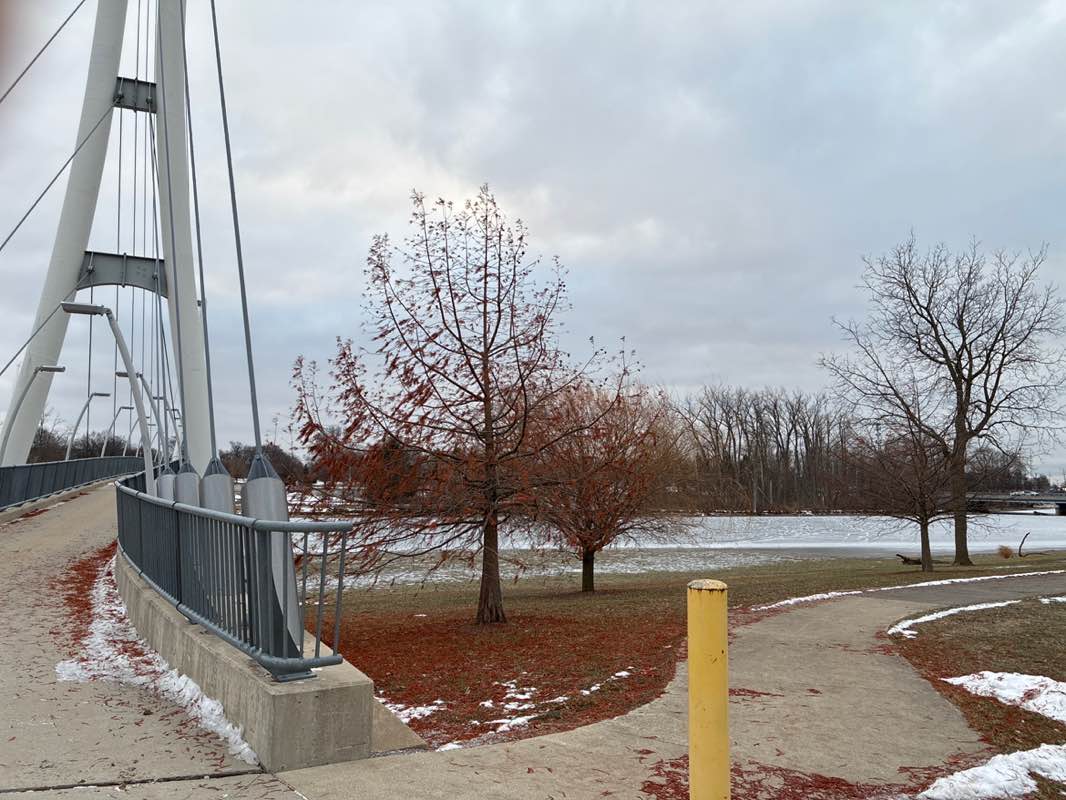 walking near me in Johnny Appleseed Memorial Park in winter