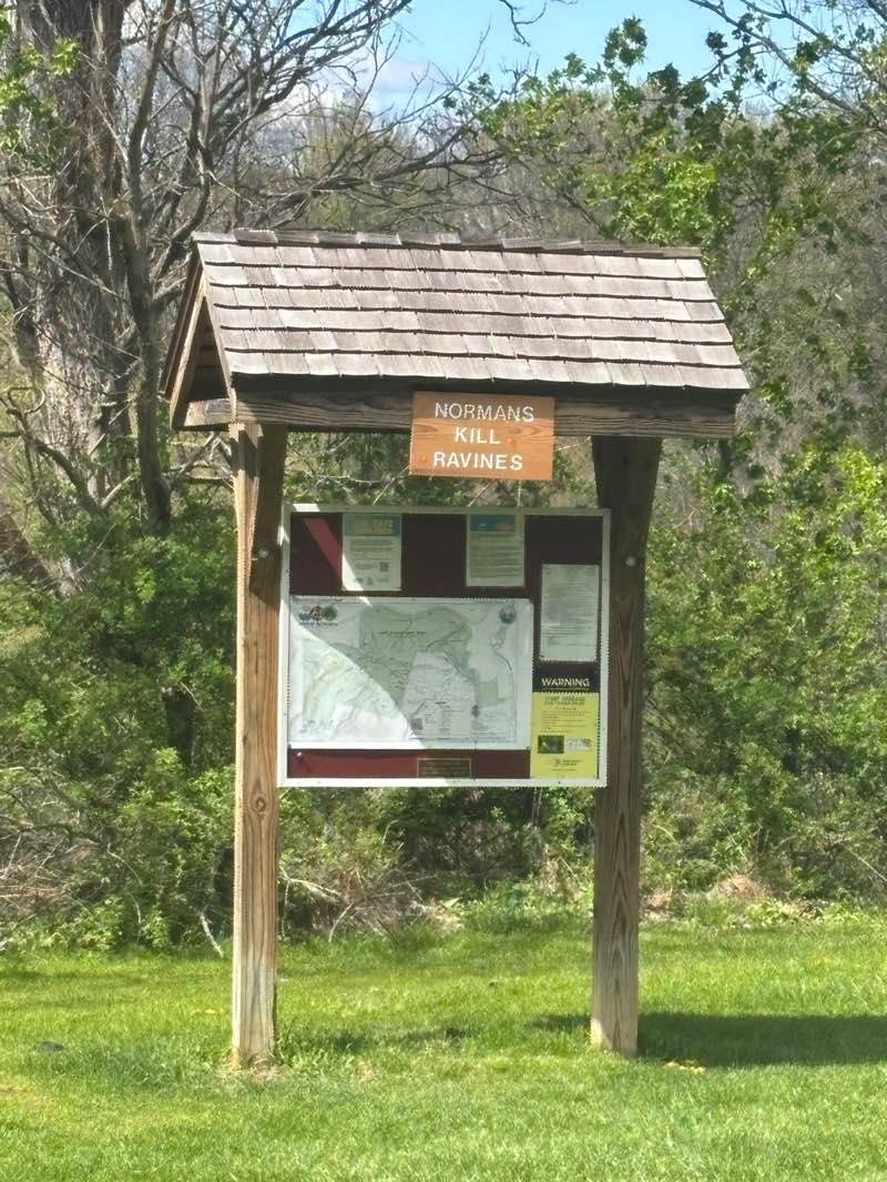walking near me in Normans Kill Ravines Park in spring