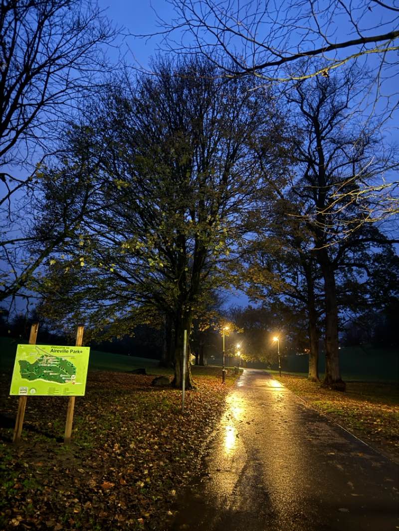 walking near me in Aireville Park in autumn