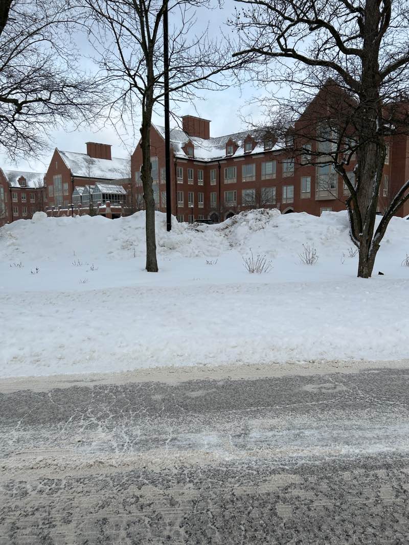 walking near me in John Carrol University Entrance in winter