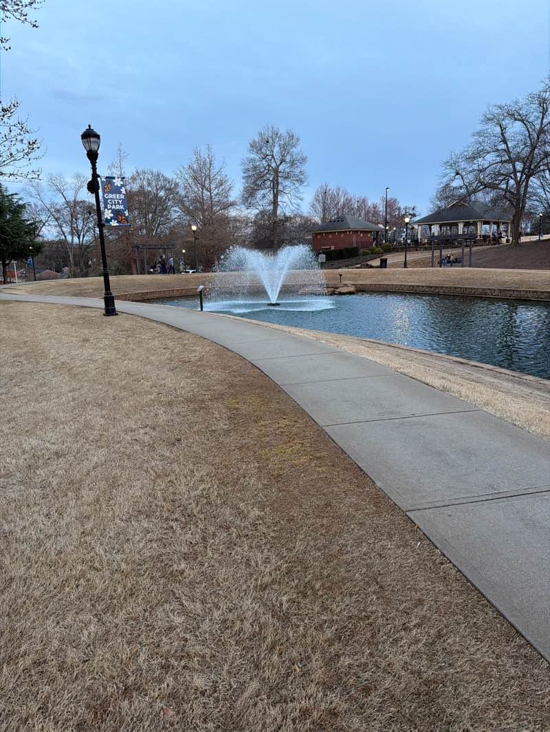 walking near me in Greer City Park in spring