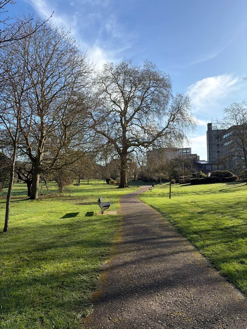walking near me in Kidwell's Park in spring