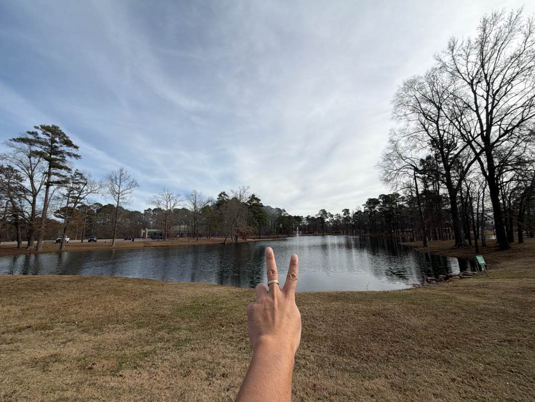 walking near me in Broken Bow City Park in winter