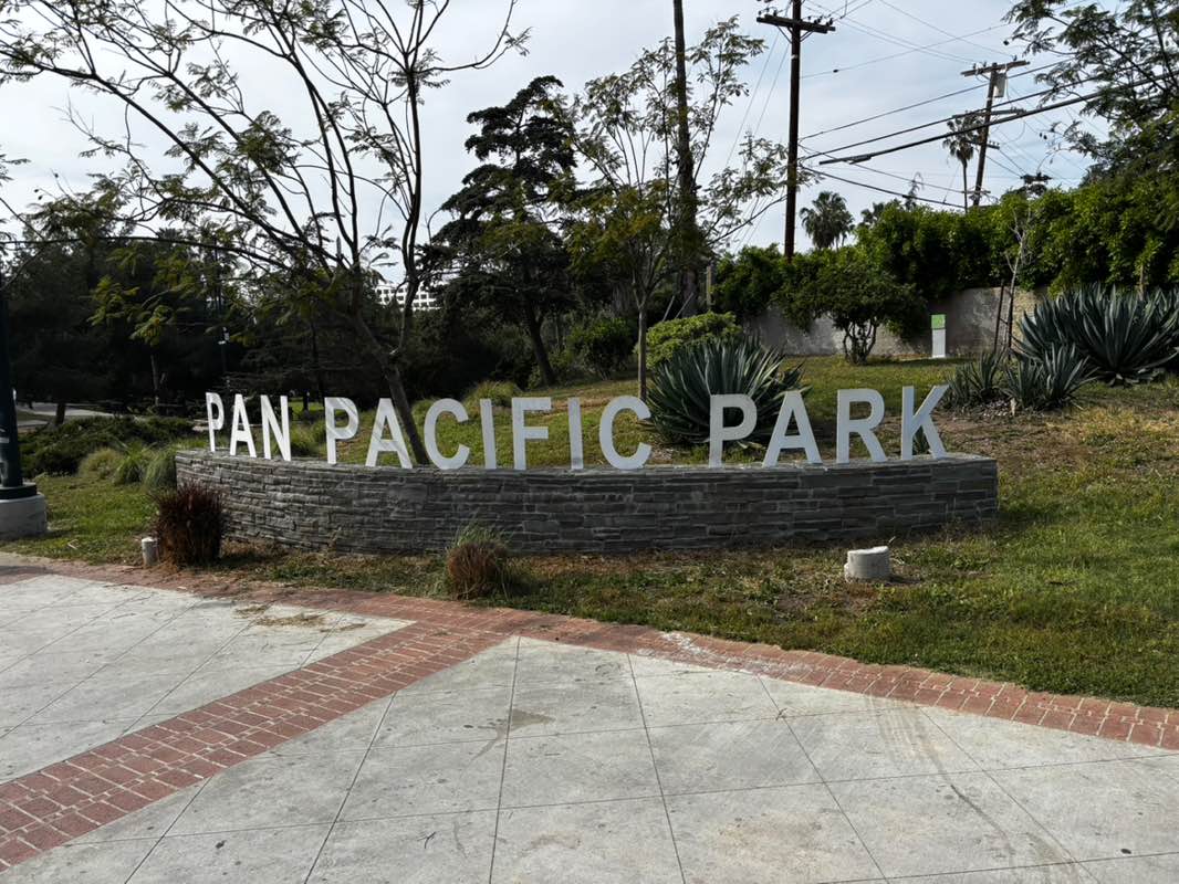 walking near me in Pan Pacific Park in spring