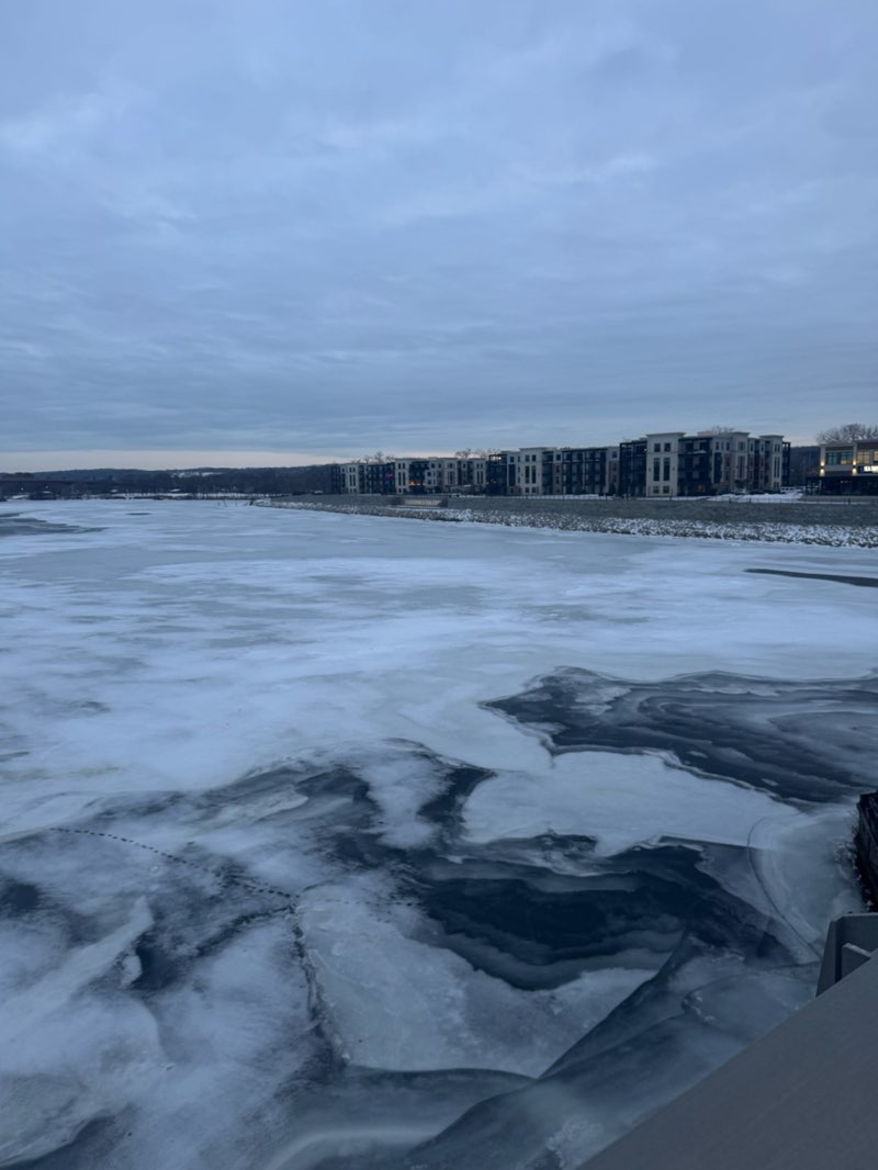 walking near me in William D. Chamberlain Riverfront Park in winter