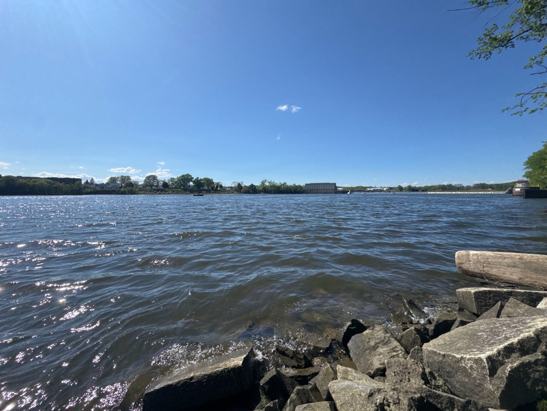 walking near me in William D. Chamberlain Riverfront Park in spring