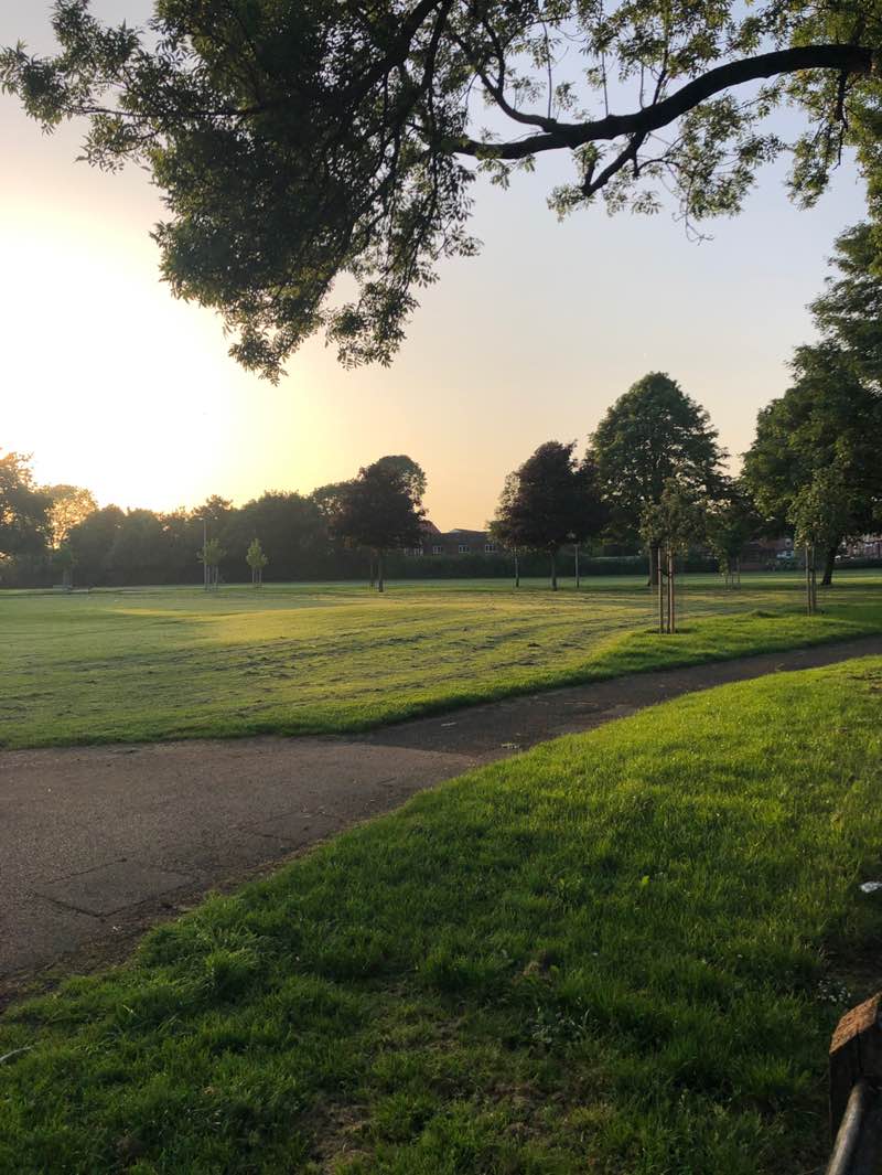 walking near me in Eccles Recreation Ground in summer