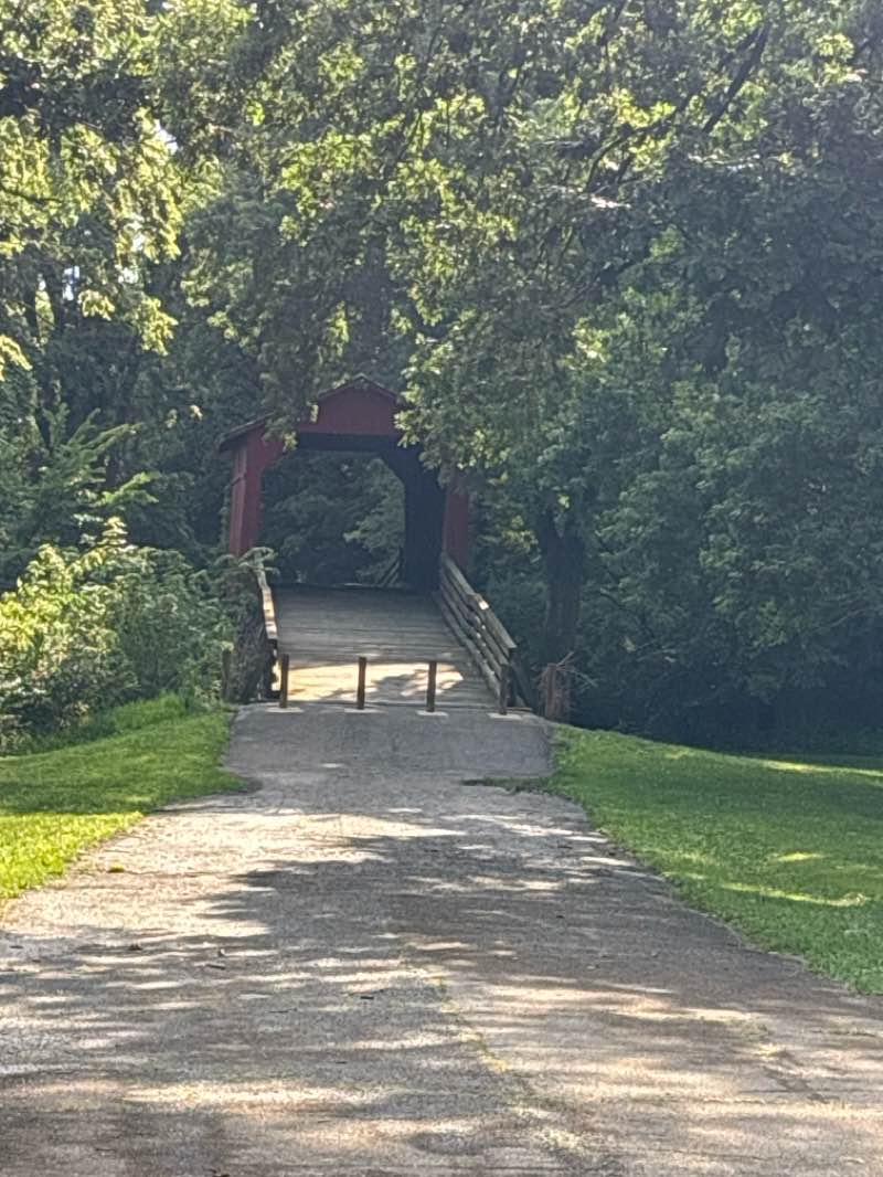 walking near me in Covered Bridge Park in summer