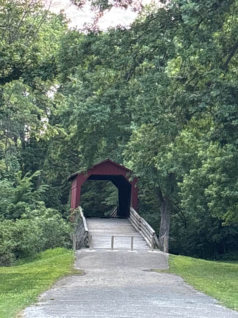 walking near me in Covered Bridge Park in summer