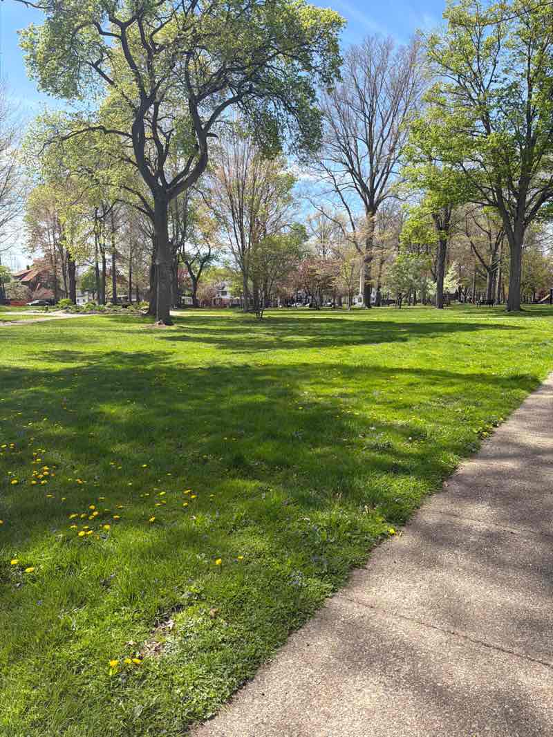 walking near me in Gridley Park in spring
