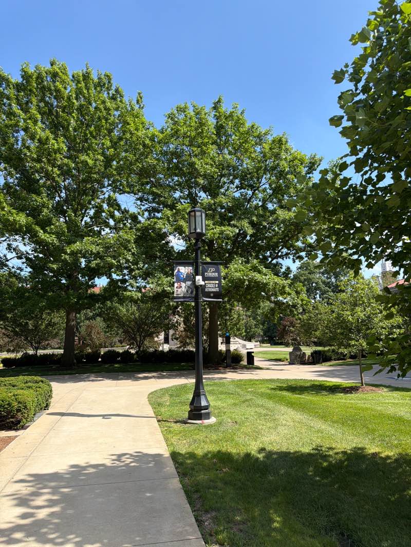 walking near me in Purdue Mall in summer