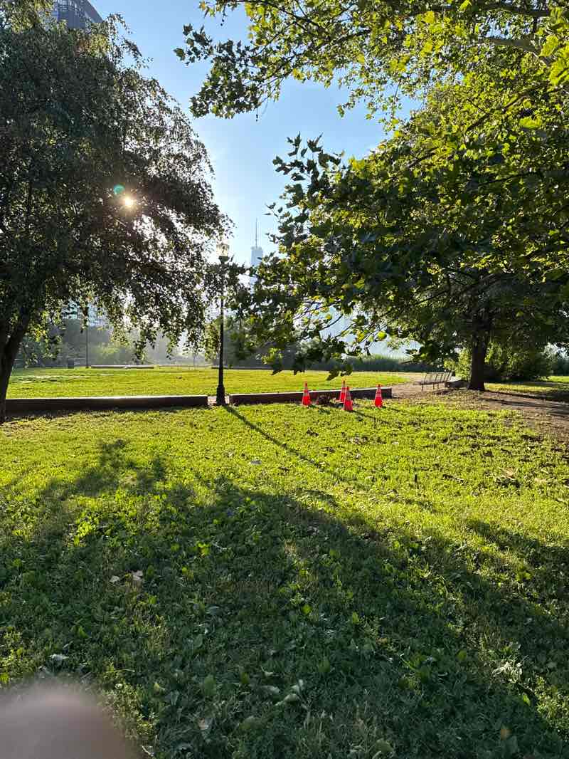 walking near me in Morris Canal Peninsula Park in summer