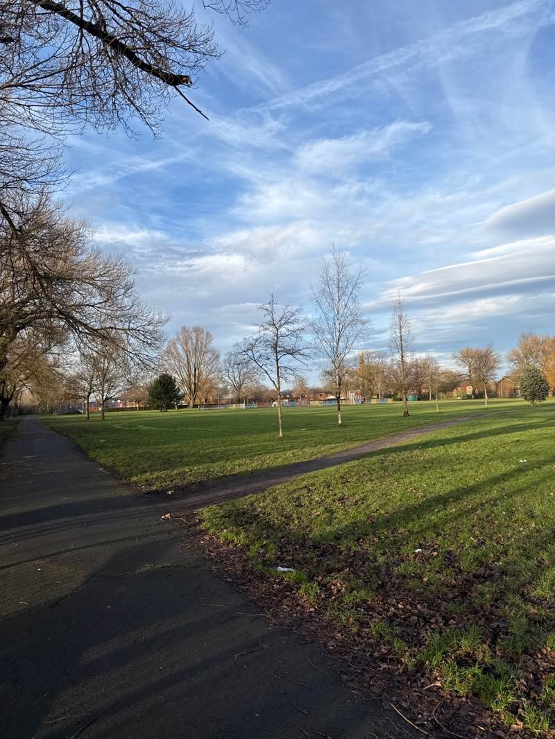 walking near me in Gorton Park in winter