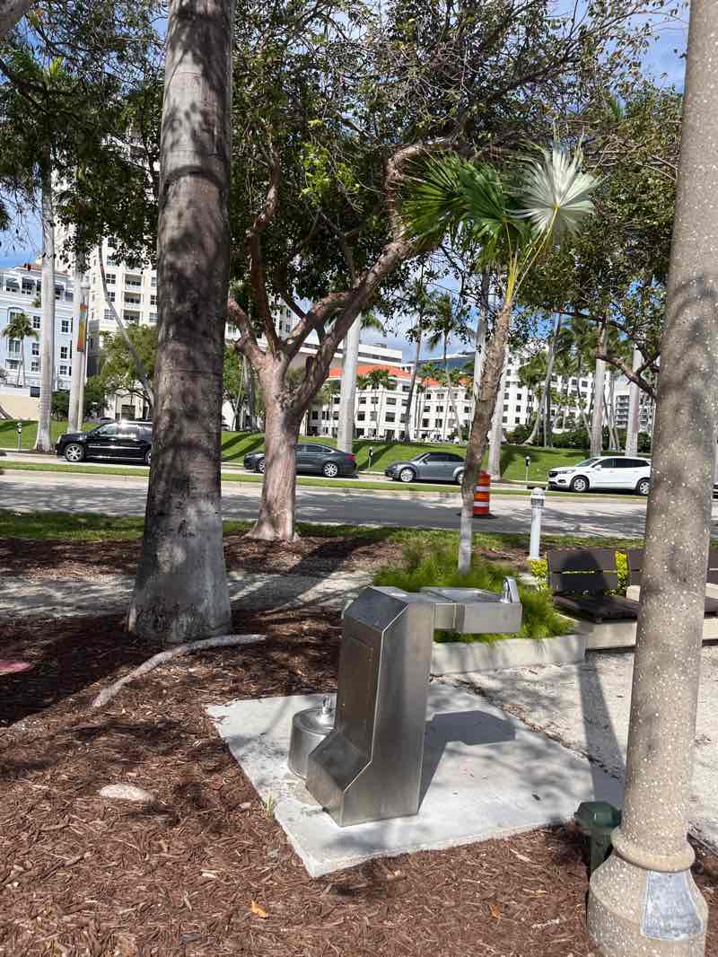 walking near me in Meyer Amphitheatre in winter