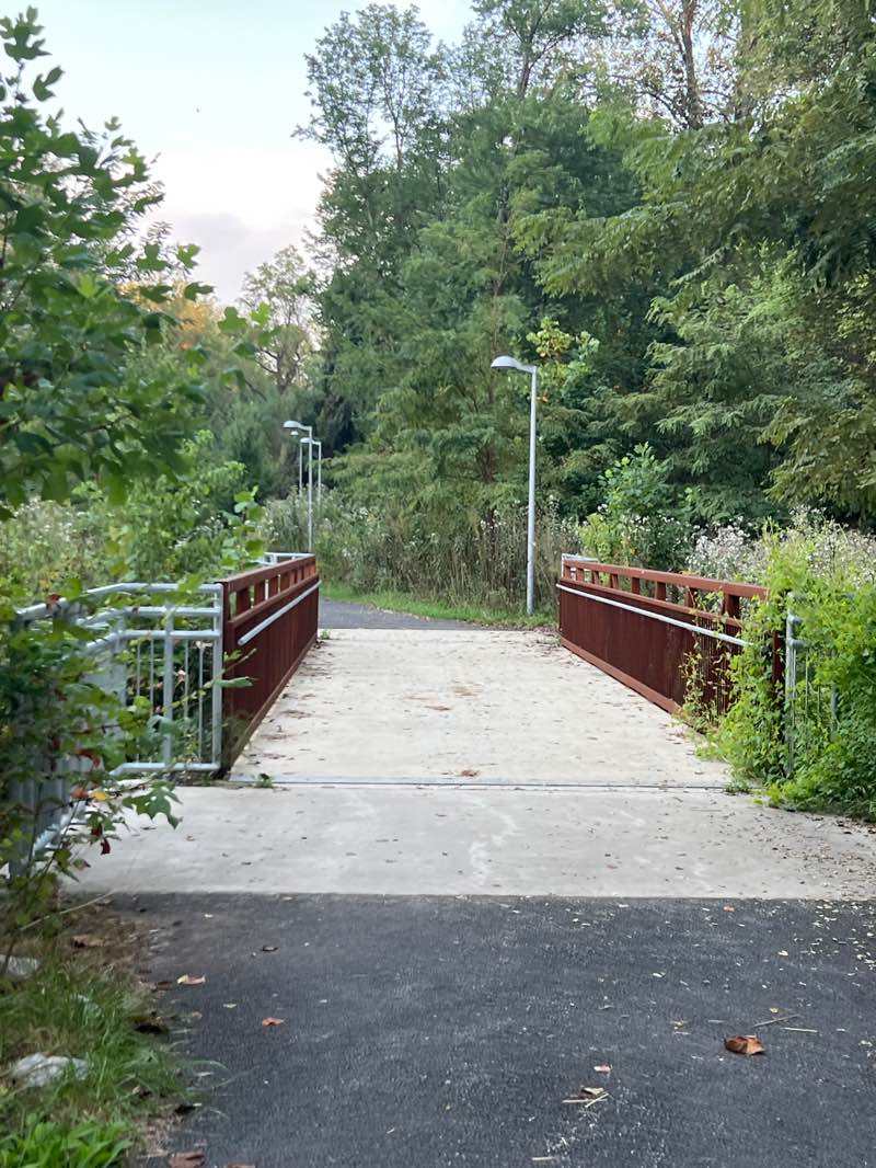 walking near me in Scotts Run Stream Valley Park in autumn